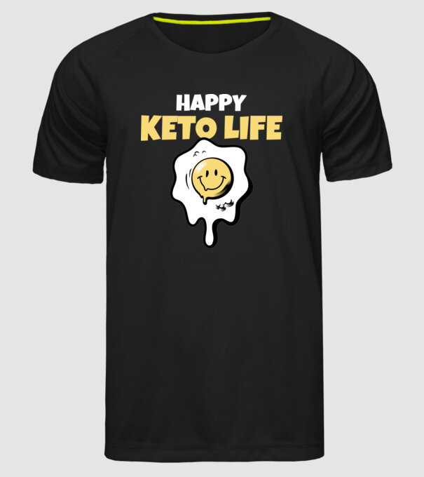 HAPPY KETO LIFE model negru pe tricou