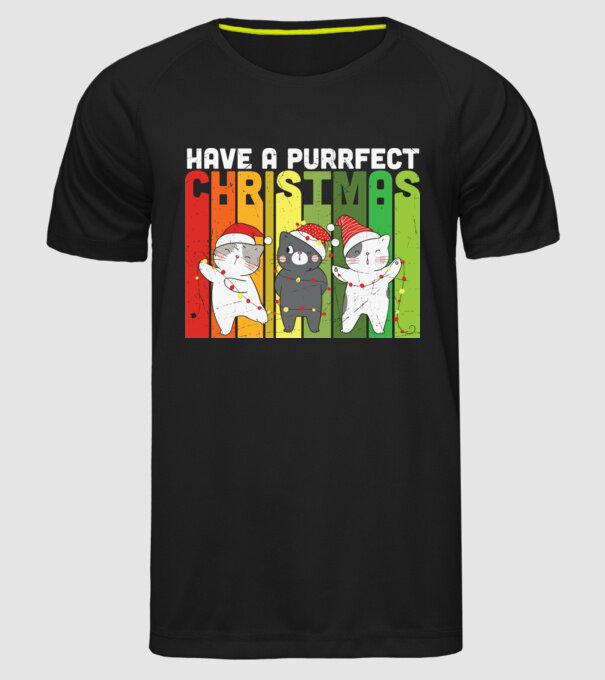 Have a purrfect christmas model negru pe tricou