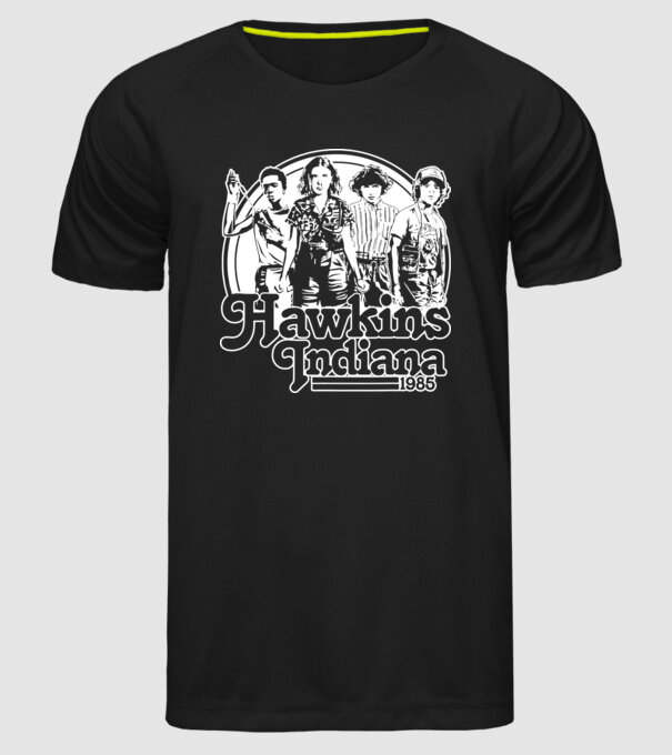 hawkins indiana stranger things2 model negru pe tricou