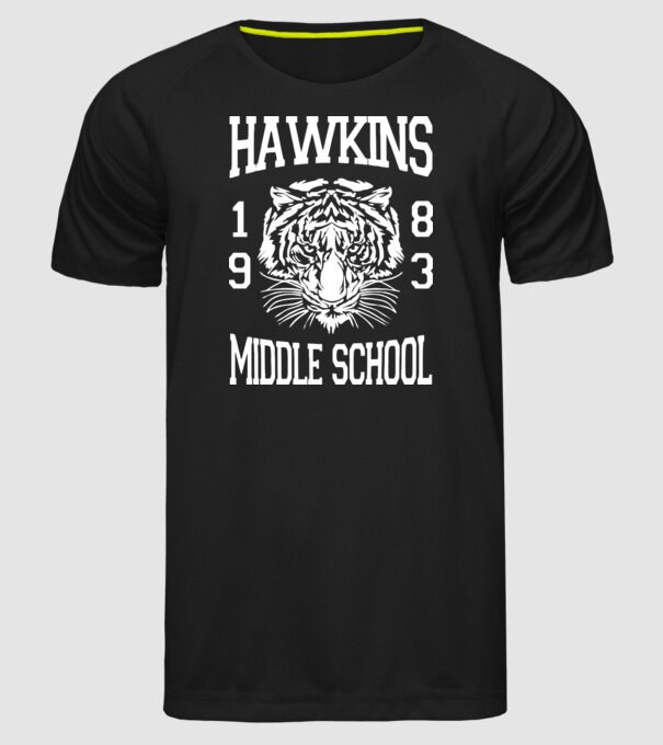 hawkins middle school 83 white model negru pe tricou