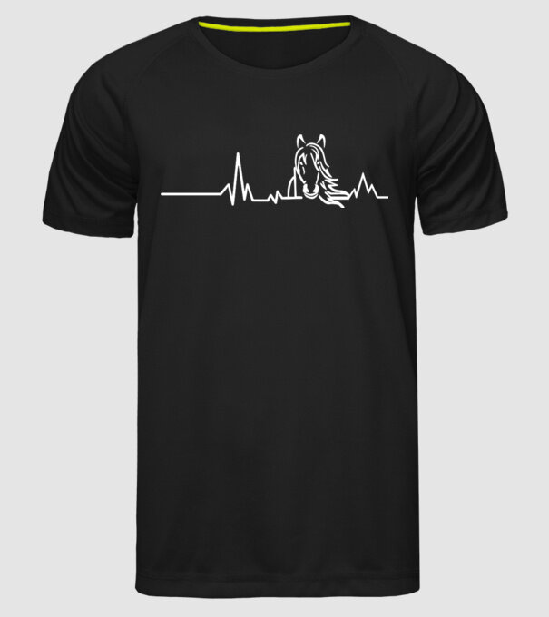 heartbeat cu cal model negru pe tricou