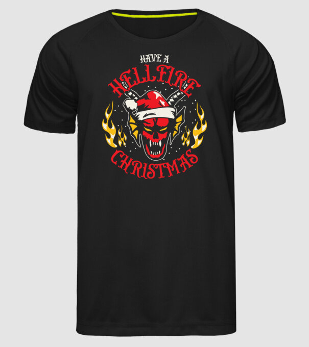 Hellfire Christmas model negru pe tricou