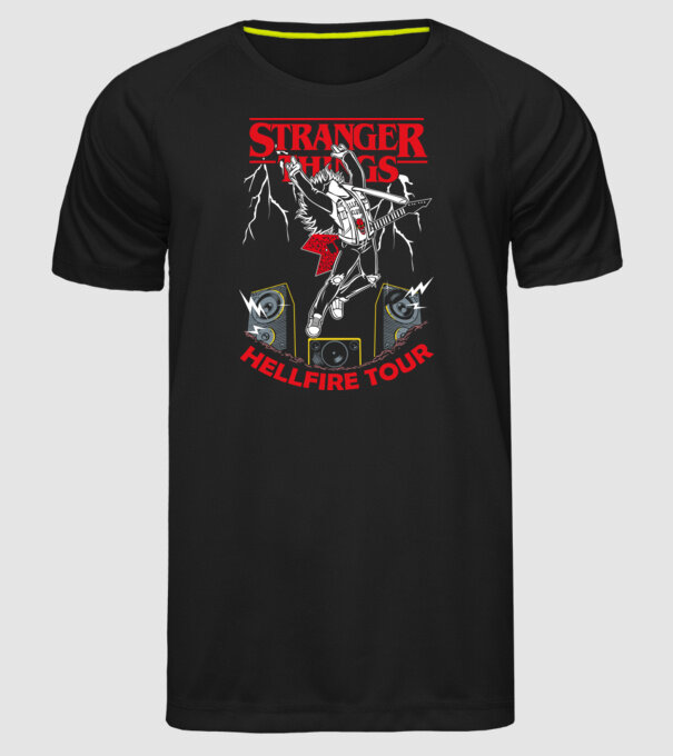 HELLFIRE TOUR model negru pe tricou