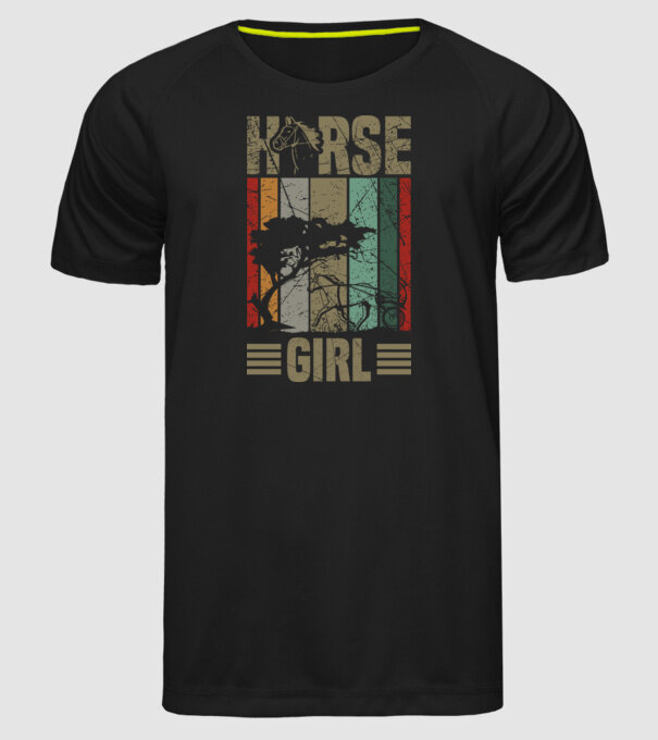Horse girl model negru pe tricou
