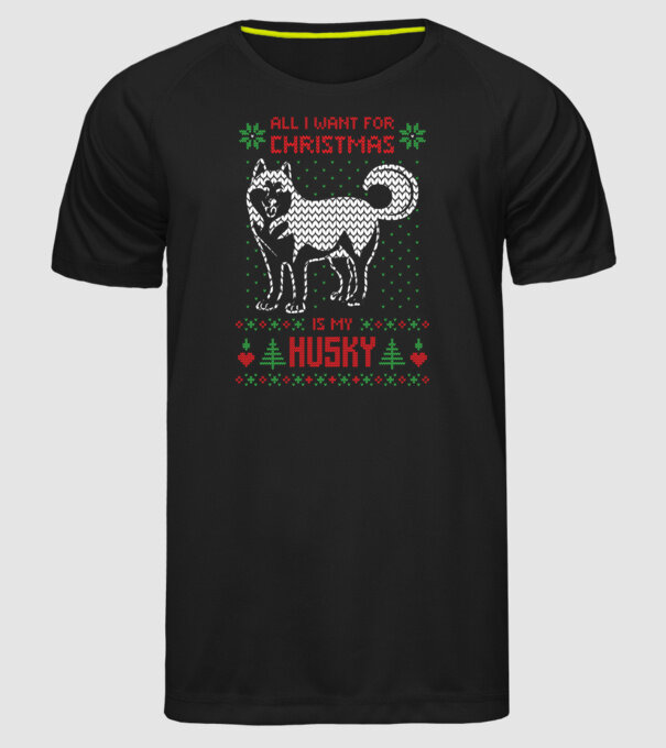 Husky model negru pe tricou