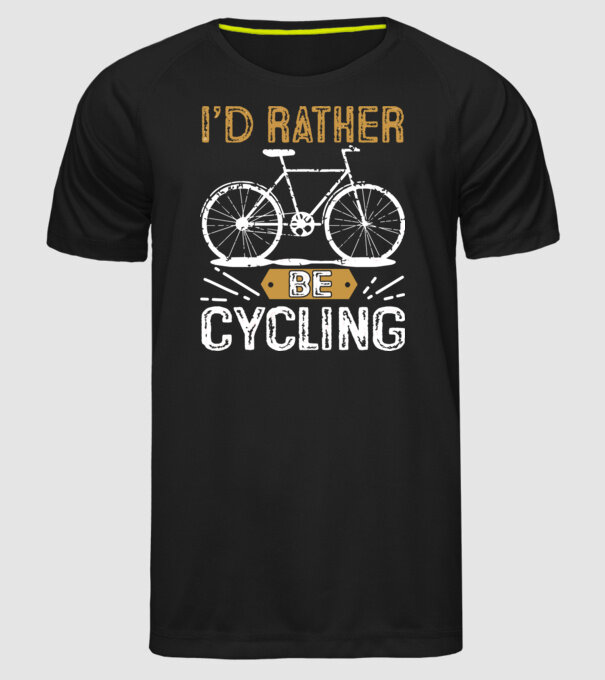 I'd rather be cycling model negru pe tricou