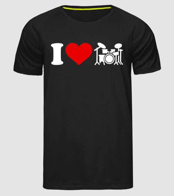I love drum model negru pe tricou
