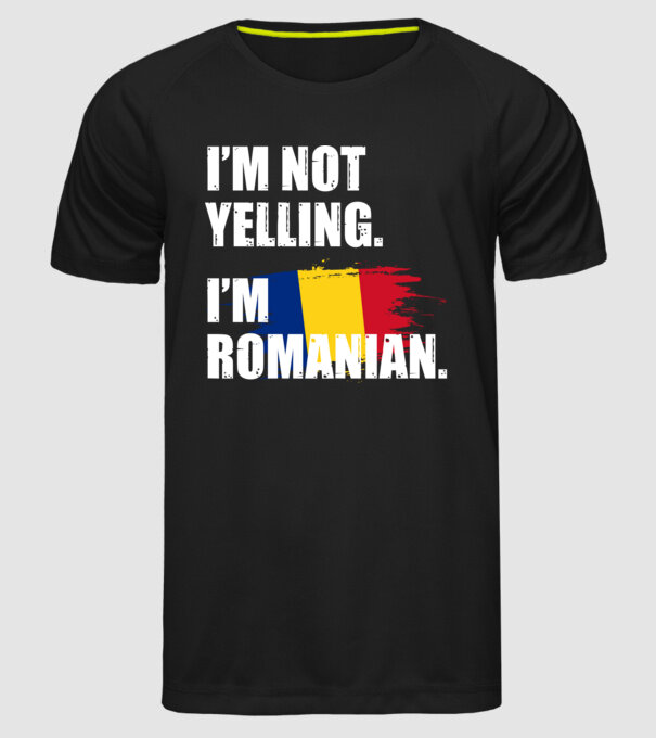 I'm not yelling model negru pe tricou