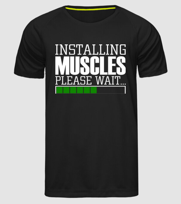 Încărcare mușchi în curs model negru pe tricou