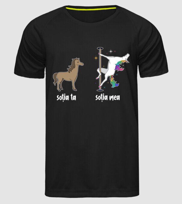 soția ta - soția mea model negru pe tricou