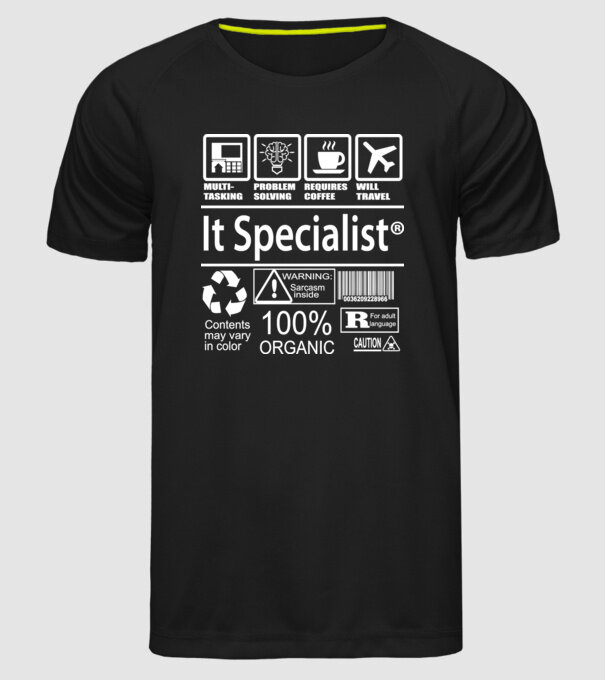 IT specialist model negru pe tricou