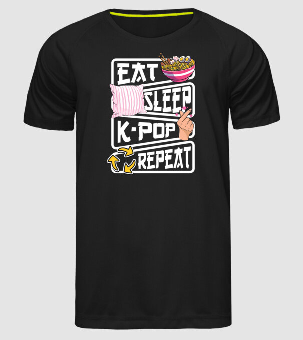 K-POP EAT SLEEP model negru pe tricou