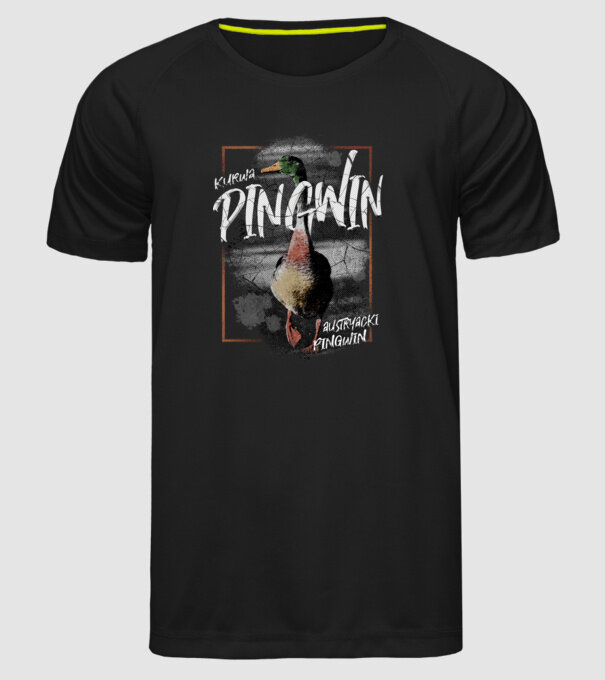 Kurwa pingwin model negru pe tricou