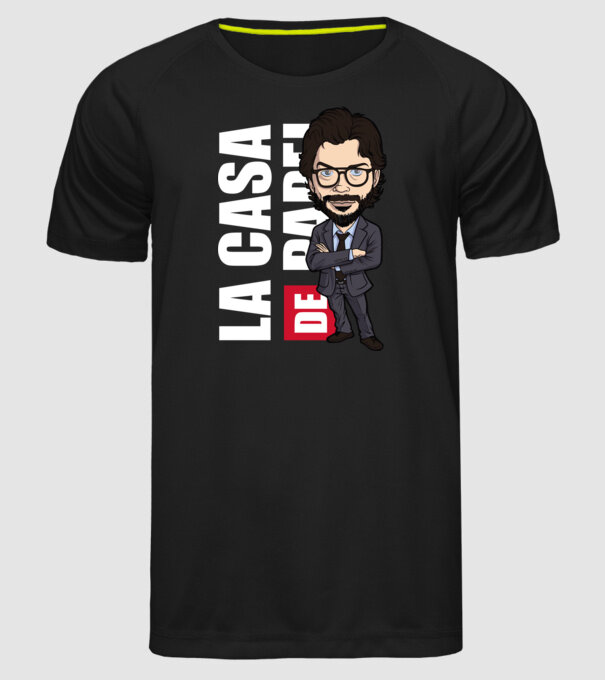 la cas de papel professor model negru pe tricou