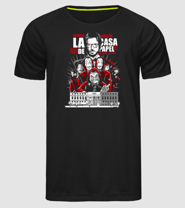 la casa de papel family model negru pe tricou