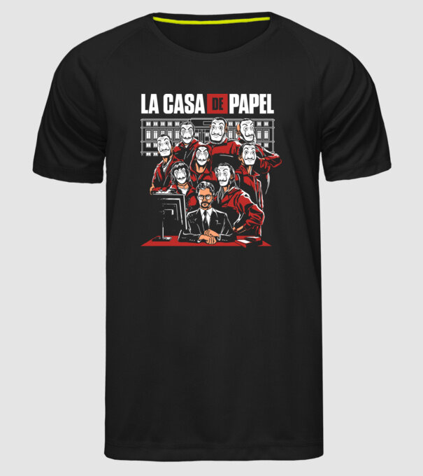 La casa de papel grupo model negru pe tricou