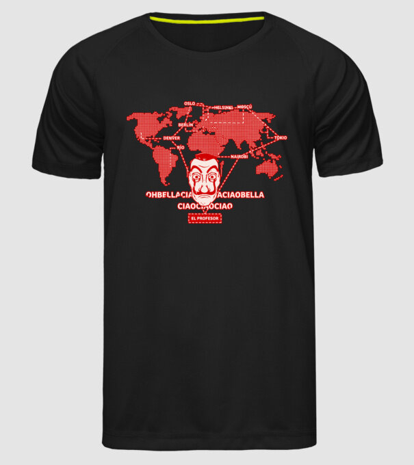 la casa de papel map model negru pe tricou