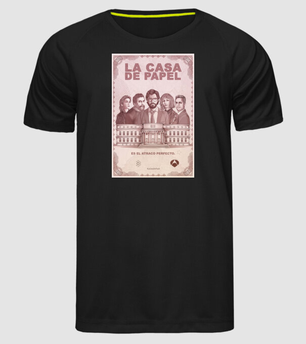 la casa de papel poster model negru pe tricou