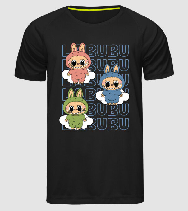 LABUBU model negru pe tricou