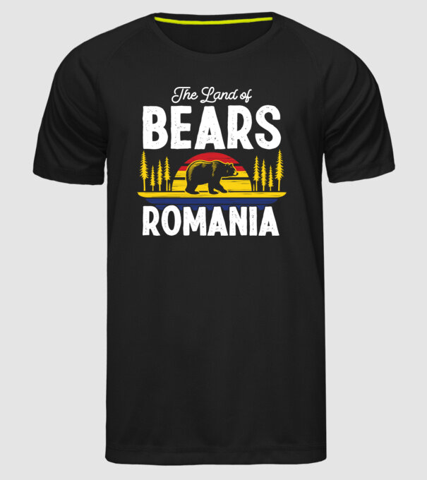 Land of Bears model negru pe tricou