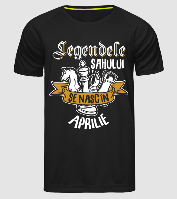 Legendele șahului se nasc în aprilie model negru pe tricou