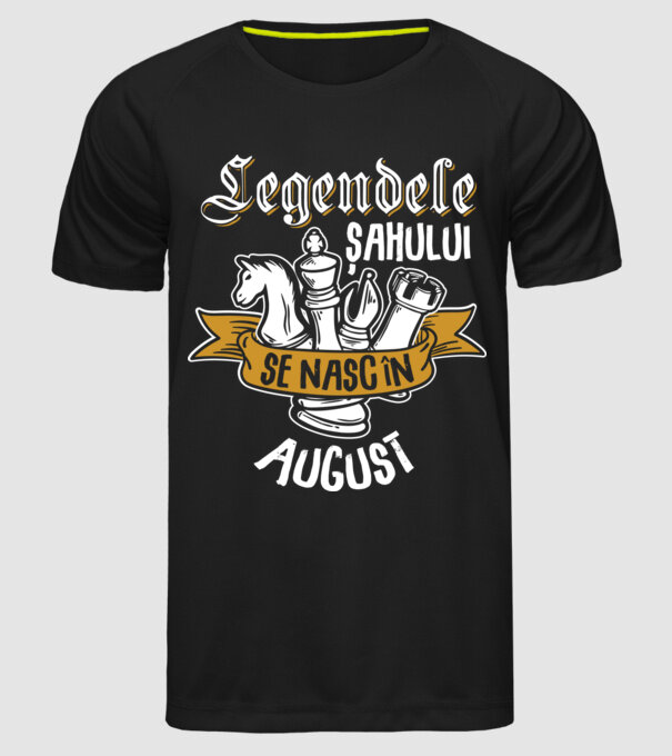 Legendele șahului se nasc în august model negru pe tricou