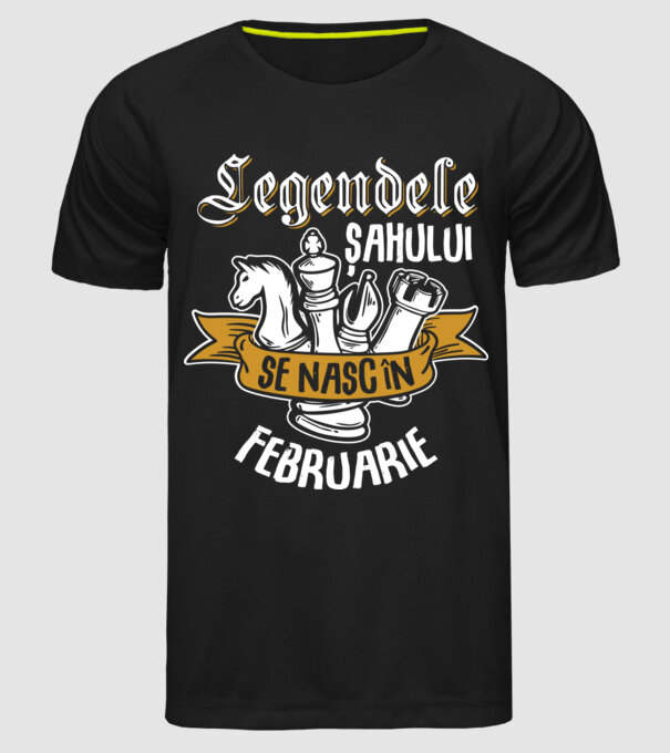 Legendele șahului se nasc în februarie model negru pe tricou