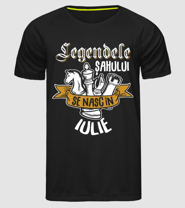 Legendele șahului se nasc în iulie model negru pe tricou