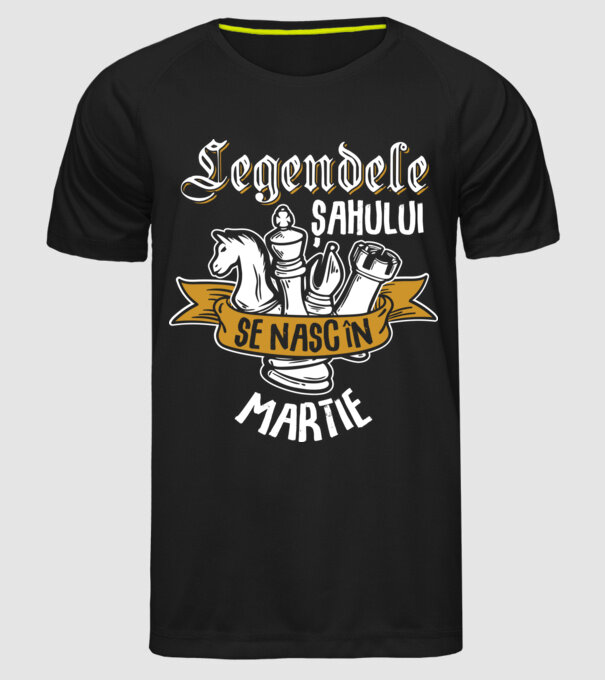 Legendele șahului se nasc în martie model negru pe tricou
