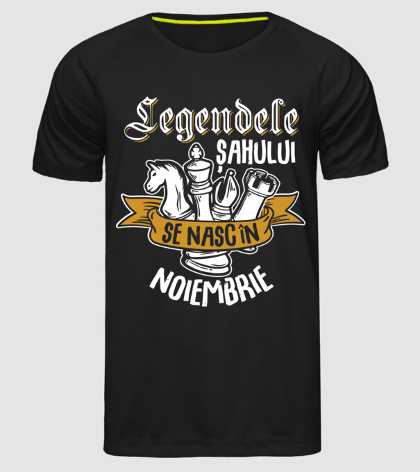 Legendele șahului se nasc în noiembrie model negru pe tricou