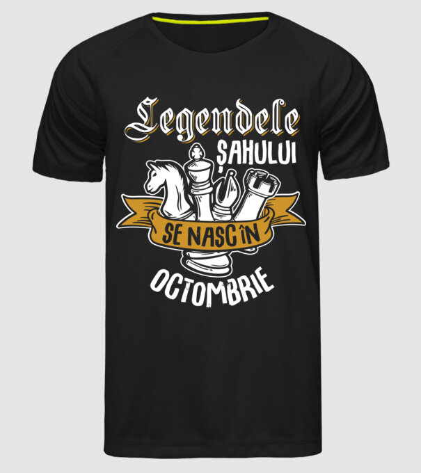 Legendele șahului se nasc în octombrie model negru pe tricou