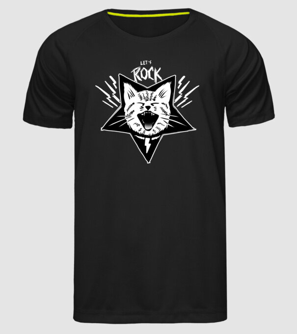 Let's rock model negru pe tricou