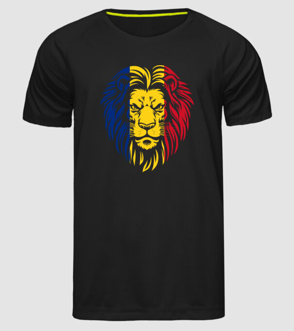 Leul românesc model negru pe tricou
