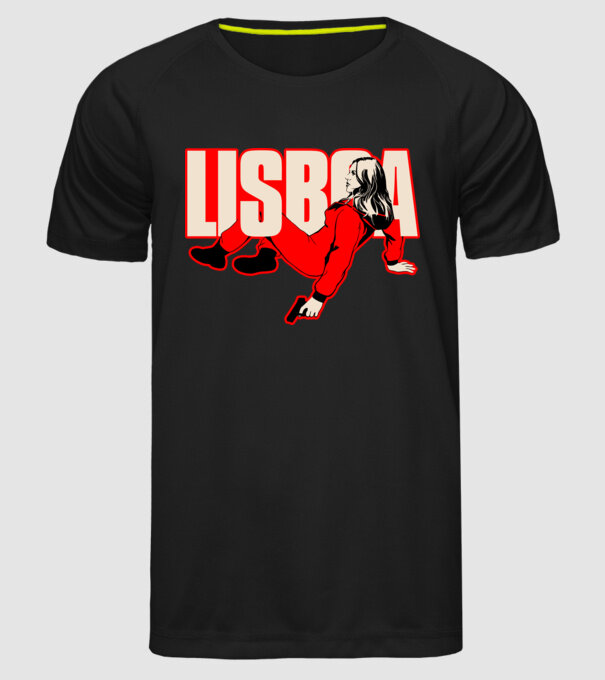 lisboa la casa de papel model negru pe tricou