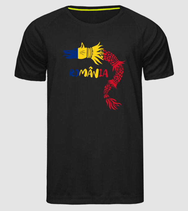 Lupul dacic model negru pe tricou