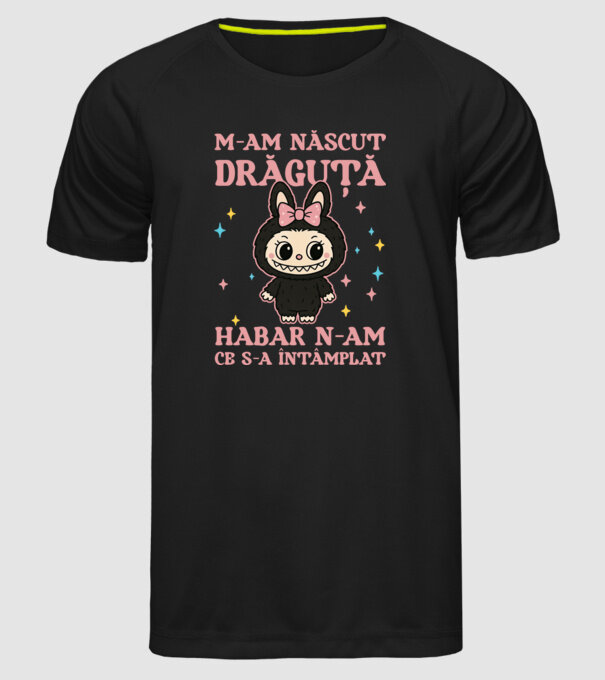 M-am născut drăguță model negru pe tricou