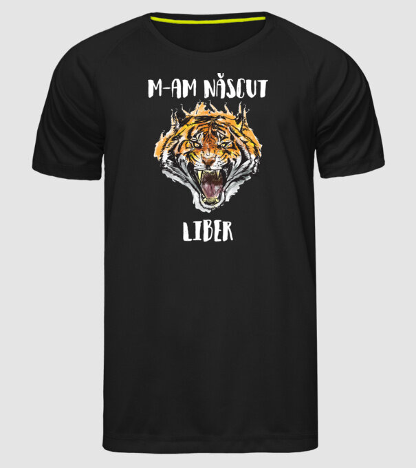 m-am născut liber model negru pe tricou