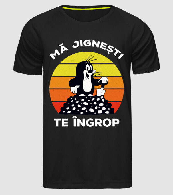 mă jignești, te îngrop model negru pe tricou