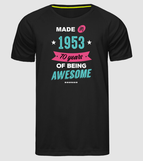 MADE IN 1953 model negru pe tricou