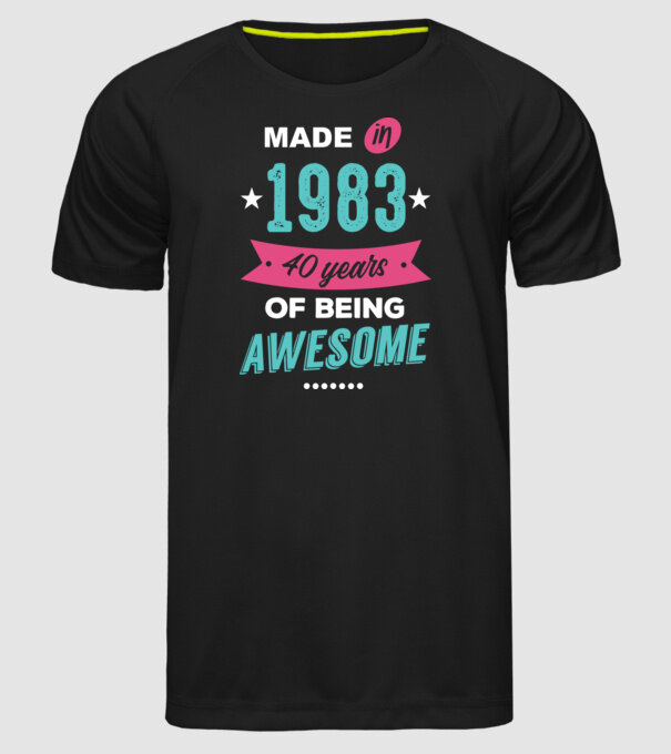 Made in 1983 model negru pe tricou