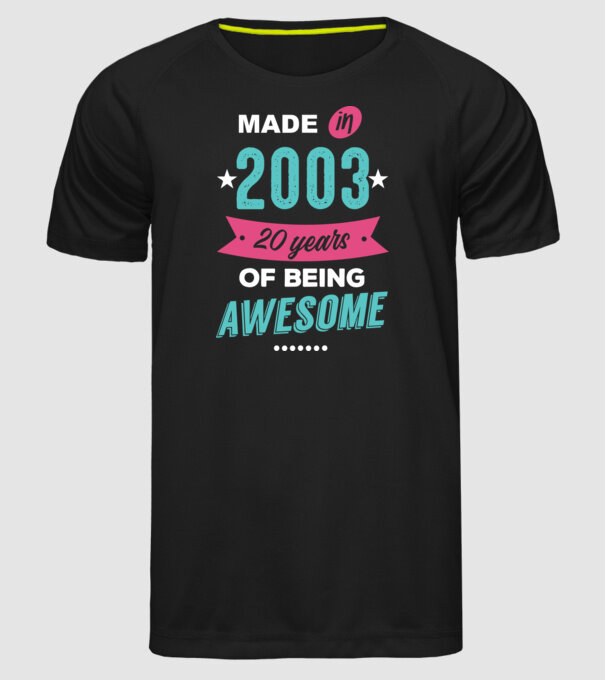 Made in 2003 model negru pe tricou