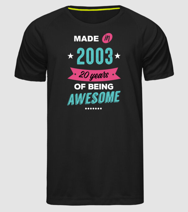 MADE IN 2003 model negru pe tricou