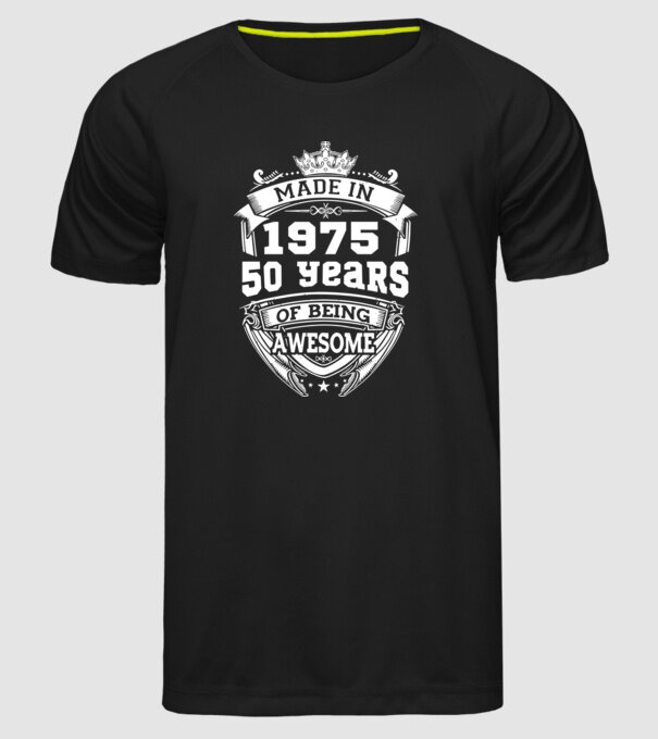 Made in awesome 1975 model negru pe tricou