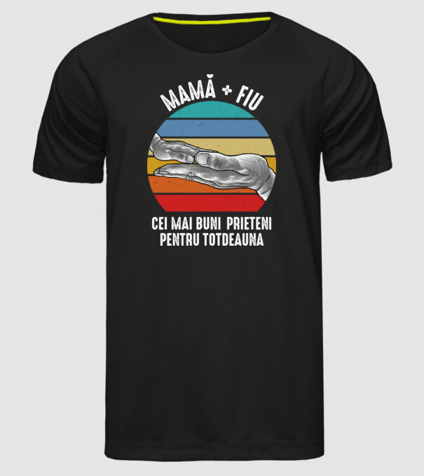 Mamă + fiu - Cei mai buni prieteni pentru totdeauna model negru pe tricou