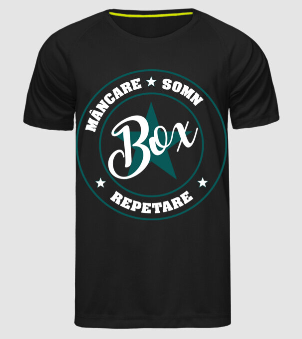mâncare somn box reluare model negru pe tricou