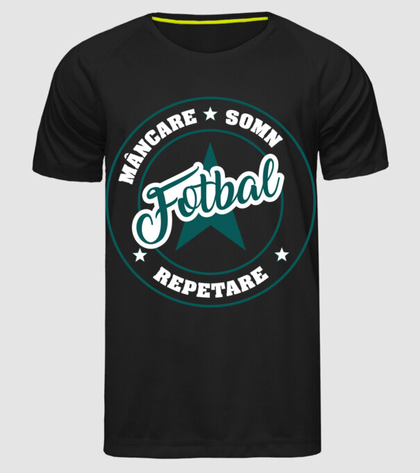 mâncare somn repetare FOTBAL model negru pe tricou