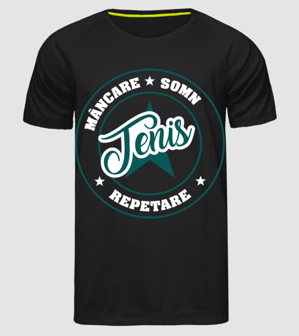 mâncare somn repetare TENIS model negru pe tricou
