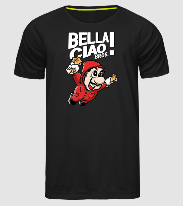 mario la casa de papel model negru pe tricou