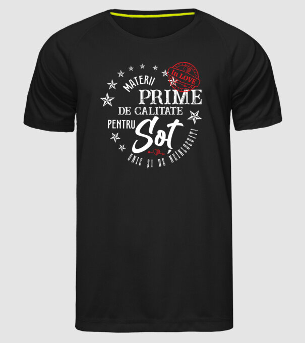 Materii prime de calitate pentru soț model negru pe tricou