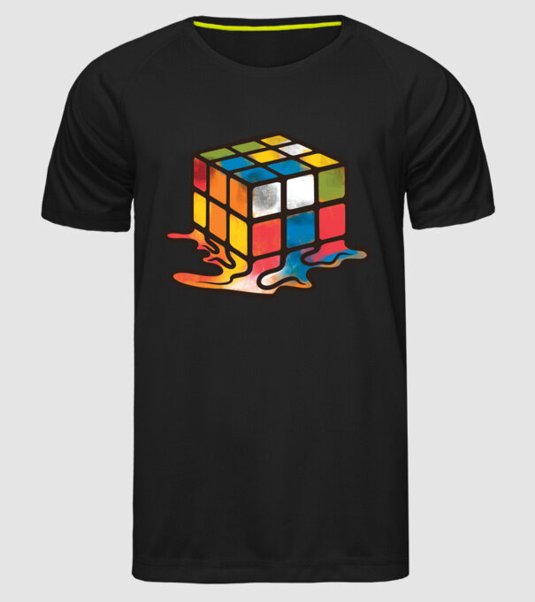 Melted Rubik model negru pe tricou